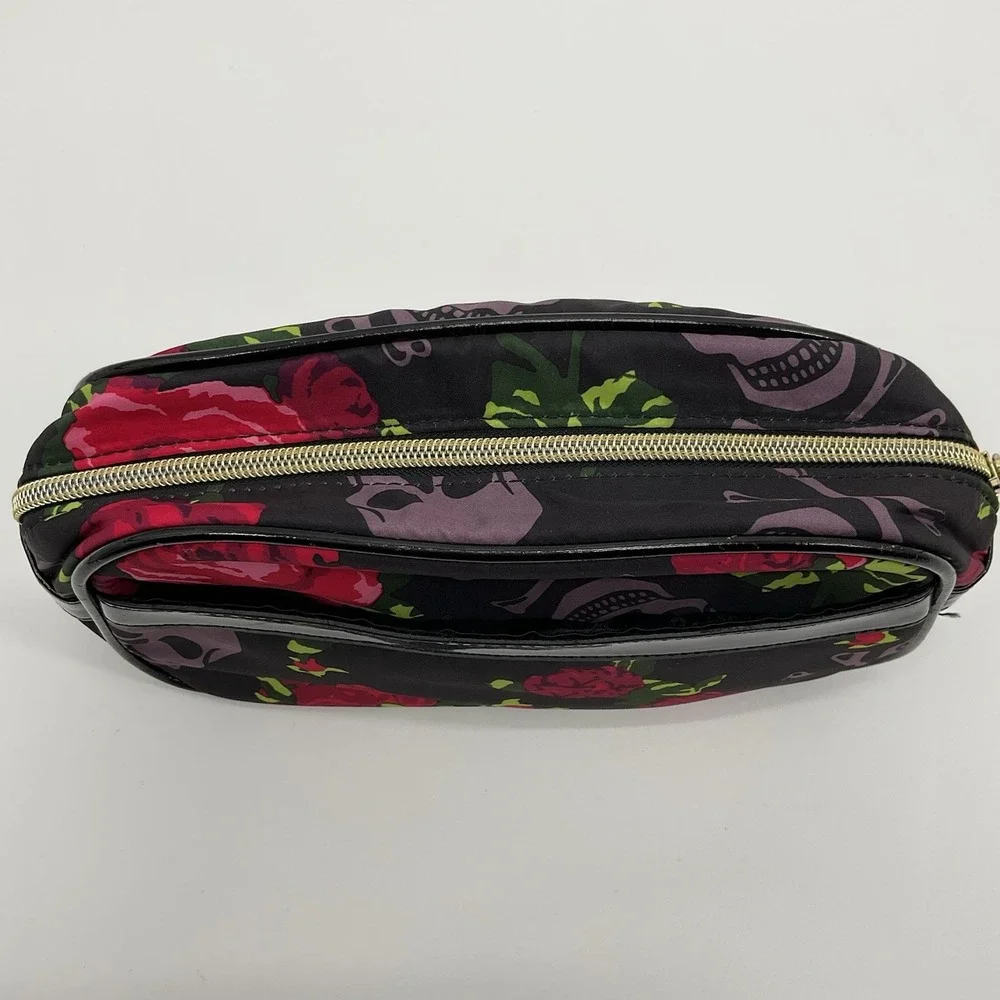 Betseyville Betsey Johnson Skull Roses Cosmetic Makeup Bag Travel Pouch Y2K